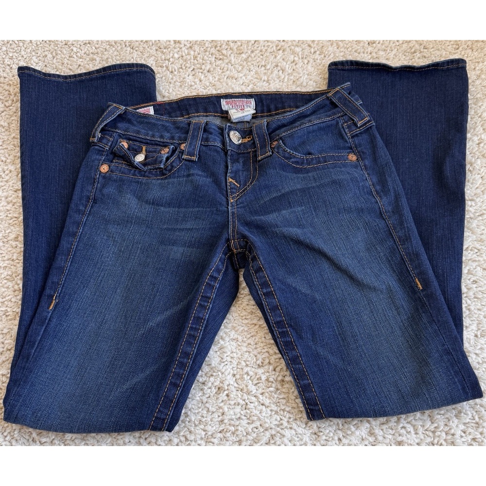 True Religion Becky Jeans Womens 26 Petite Dark Wash Excellent Bootcut Low Rise
